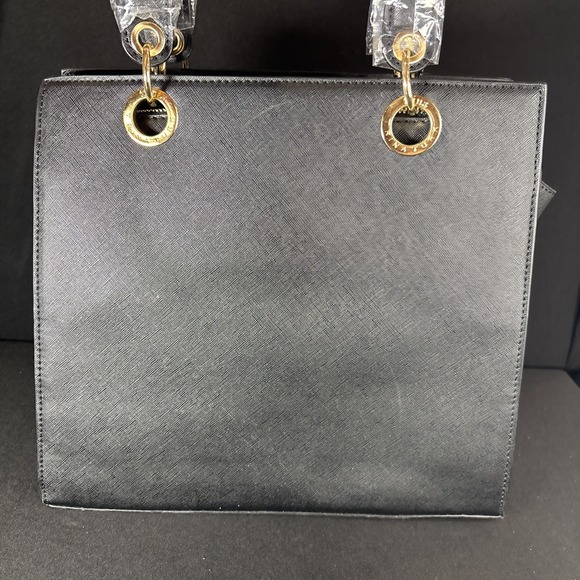 NWT-Tina Turk Double Handle Purse /Tote/Black /Crossbody/Women/ Vegan Leather - Picture 7 of 12
